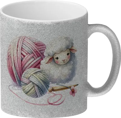 Produktbild von Schaf Wollknäuel Glitzer-Kaffeebecher