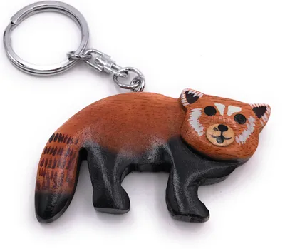 Produktbild von Onwomania Schlüsselanhänger aus Holz Rotfuchs Fuchs Raubtier Tier Waldtier Anhänger Charm