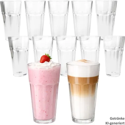 Produktbild von 12x Queen Latte Macchiato Gläser 300ml stapelbar Cocktail Wasserglas