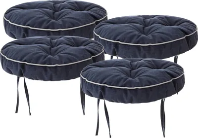 Produktbild von 4er Set Stuhlkissen 38x38 cm – Bequemes 10 cm Kissen für Stuhl & Bank & Schemel – Gepolstertes Sitzkissen Stuhl für Stühle und Bänke Navy Blau Fancy