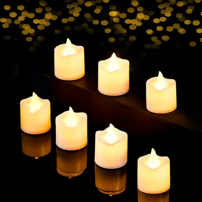 Productafbeelding van 24 kleine led-theelichtjes, elektrische theelichtjes, werkt op batterijen