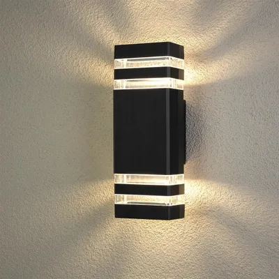 Produktbild von LUMILED Außenwandleuchte Wandlampe Außenleuchte Wand LED GU10 Wandleuchter Terrasse Fassade IP44 schwarz Aluminium oben und unten