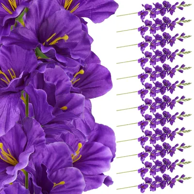 Produktbild von Topoblu 12x Künstliche Gladiole 76cm Lila Grabdeko