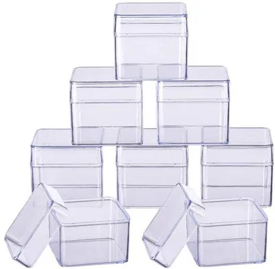 Obrázek produktu pro Velké čtvercové úložné nádoby - průhledný plast
