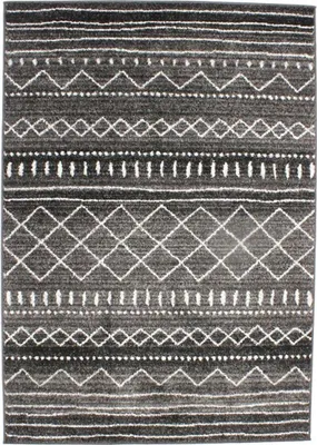 Zdjęcie produktu dla Czarny etniczny wełniany dywan z nadrukiem 133x190