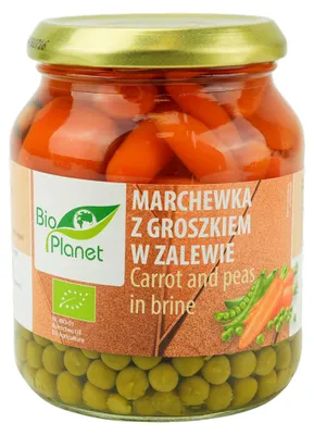 MARCHEWKA W ZALEWIE Z GROSZKIEM BIO 340 g (220 g) (SŁOIK) - BIO PLANET