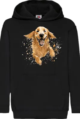Obrázek produktu pro Dětská Mikina S Kapucí Funny Dogs Breeds Golden Retriever Dog Breed 020, 9-11 Jahr - 140 / Černá