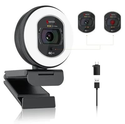 Zdjęcie produktu dla Angetube Kamera 4K ze światłem USB mikrofony AI