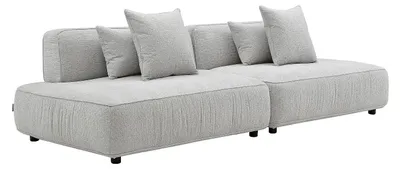 Produktbild von 5-Sitzer Ecksofa modular aus hellgrauem Chenille-Stoff LELACO