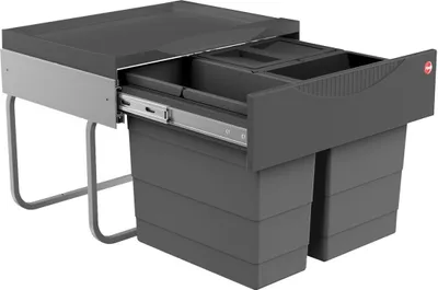 Produktbild von HAILO 3644911 Abfallsorter RAUMSPAR TANDEM S 12/8/8/D dunkelgrau mit 28 Liter Abfallvolumen / ab 50 cm Schrankbreite