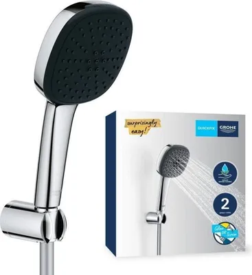 Immagine prodotto di Set soffione doccia con asta doccia, 2 tipi di getto, GROHE Vitalio Comfort 110 26399001, soffione da 11 cm, tubo flessibile da 1,75 m, risparmio idrico