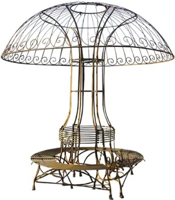 Produktbild von Casa Padrino Bank mit Sonnenblende Durchmesser 2,68 x H. 2,7m - Luxus Gartenmöbel