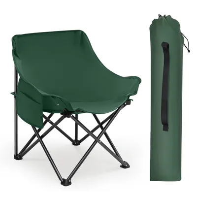 Produktbild von SUNULA Campingstuhl Faltbar 100 kg, Camping Klappstuhl Wandern, Faltstuhl mit Seitentasche, Olivgrün