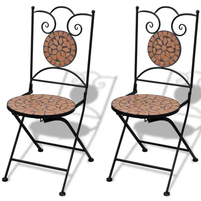 Image de vidaXL Chaises de bistrot 2 pcs. Pliable Céramique Terracota