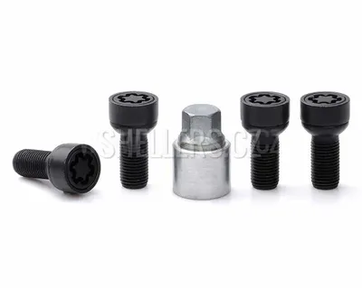 Obrázek produktu pro Pojistné bezpečnostní šrouby M14x1,5x27 kulová R13, klíč 17, SICUSTAR BVN527R13, Audi, Škoda, černé