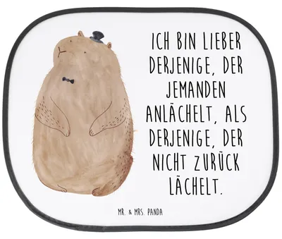 Produktbild von Mr. & Mrs. Panda Sonnenschutz Auto Murmeltier - Weiß - Geschenk, hitzeschutz, Fröhlichkeit, autofenster, Knigge, Freundlichkeit, Anstand, Lustige Sprüche, Seitenscheibe