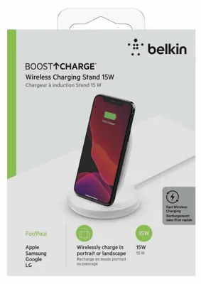 Image de Belkin BOOST CHARGE - Tapis de charge inductive + adaptateur secteur - 15 Watt - blanc - pour Apple iPhone 11, 11 Pro, 11 Pro Max, 8, 8 Plus, X, XR, XS, XS Max ; Samsung Galaxy Note10, Note10+, S10, S10+, S10e