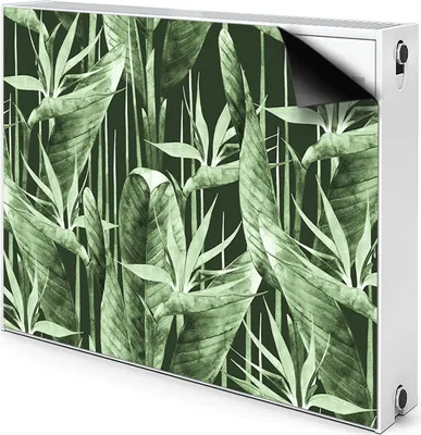 Obrázek produktu pro Magnetický kryt topných panelů Kryt topného tělesa 100x60 cm - tmavý, listy