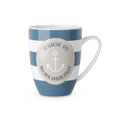 Produktbild von maritimer Becher, Tasse Glück Ahoi mit Anker für 250ml Geschenk für Dich