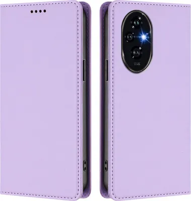 Immagine prodotto di Custodia in pelle per Honor 200 Pro, custodia a libro magnetica in Finto cuoio con supporto, viola chiaro