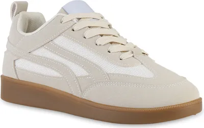 Produktbild von VAN HILL Damen Sneaker Low Schnürer Bequeme Metallic Schnür-Schuhe 841526, Farbe: Beige, Größe: 38