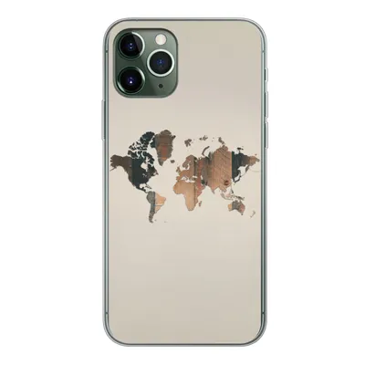 Produktbild von MuchoWow® Handyhülle Schutzhülle Hülle für iPhone 11 Pro Weltkarte -Holz - Regal Silikon Softcase Handy Hülle - Handy