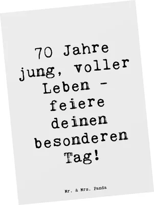 Produktbild von Mr. & Mrs. Panda Postkarte Spruch 70. Geburtstag Feier - Weiß - Geschenk, herzlichen Glückwünsche, Ansichtskarten, Grußkarte, Postkarten, Erinnerungen, Jubiläum, Feiern