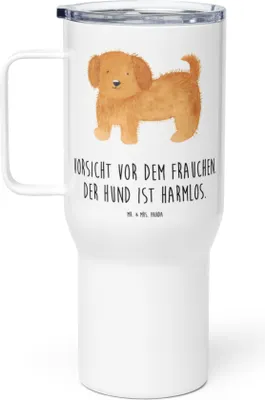 Produktbild von Mr. & Mrs. Panda Teetasse Hund Flauschig - Weiß - Geschenk, Sprüche, Edelstahl-Thermobecher, Hundemama, Kaffee-to-go-Becher, Hunde, Thermobecher, thermosbecher, Frauchen