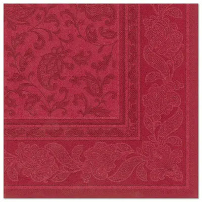 Image de Serviettes PAPSTAR "ROYAL Collection Ornaments", bordeaux en papier tissu, 1/4 de pli, 4 épaisseurs, dimensions : 400 x 400 mm,