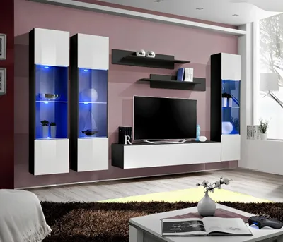Produktbild von Wohnwand Luxus Komplette Set 6 tlg Hänge Vitrine Modern TV-Ständer
