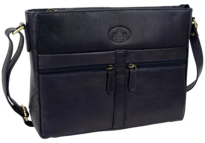 Produktbild von Damen Leder Schultertasche mit Doppelreißverschluss