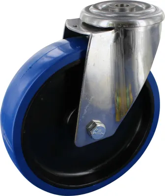 Produktbild von Edelstahlrollen Lenkrolle ohne Feststeller Ø125mm Polyurethan Rückenloch