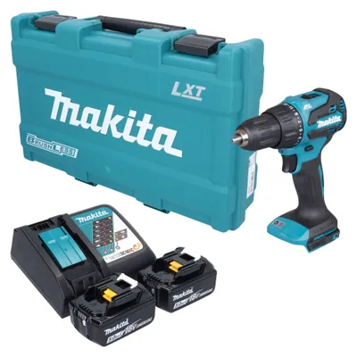 Produktbild von Makita DHP 490 RTK Akku Schlagbohrschrauber 18 V 65 Nm Brushless + 2x Akku 5,0 Ah + Ladegerät + Koffer
