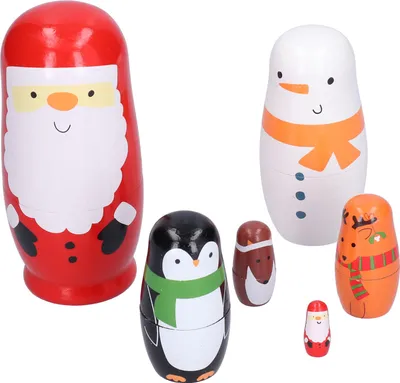 Obrázek produktu pro 6 ks ruských hnízdících panenek Dárkové dřevěné malované umělecké řemesla Kreslený ornament pro domácí dekoraci