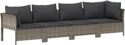 Obrázek produktu pro vidaXL 4dílná zahradní lounge souprava s polštáři Grey Poly Rattan
