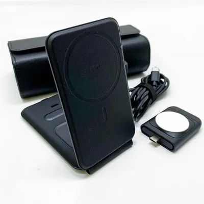 Image de ESR 3 en 1 station de charge Apple Watch et iPhone, station de charge iPhone avec Apple, chargeur Magsafe pliable pour iPhone 15/14/13/12, Apple Watch 9/8/7/SE, AirPods Pro/3/2, noir