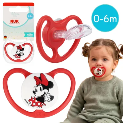 Produktbild von NUK DISNEY Minnie Mouse Air Beruhigungssauger, kiefergerecht, aus Silikon, für Neugeborene 0–6 Monate, mit Etui