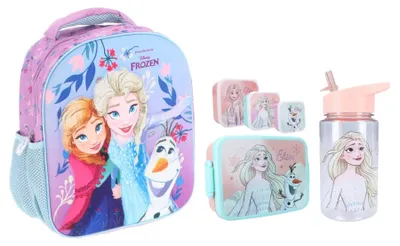 Image de Kit scolaire Frozen : sac à dos + boîte à repas + gourde + boîtes à goûter