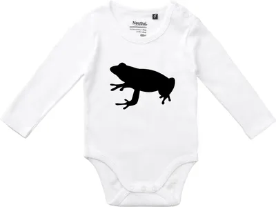Produktbild von Huuraa Baby Body Frosch Kröte Silhouette 62 White  Baumwolle Fairtrade Langarmbody Geschenkidee