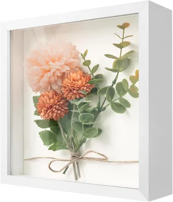 Produktbild von 3D-Fotorahmen 22x22 cm, tiefe Schattenbox 3 cm, weiße Objektliste für Fotos, für Wand
