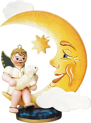 Produktbild von Engelbub-Mond mit Schäfchen (10cm) von Hubrig Volkskunst