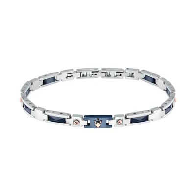 Image de MASERATI BRACELET BLU CERAMIC RG 100% acier inoxydable argenté