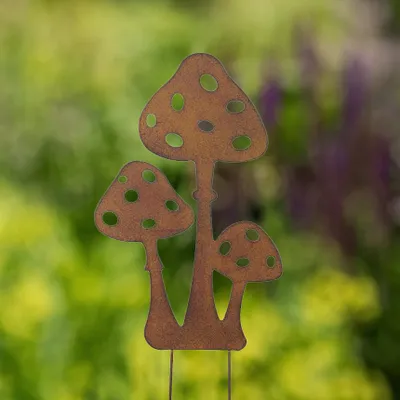 Produktbild von Gartenstecker Pilzgruppe - rost: large