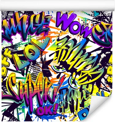Obrázok produktu pre 10m VLIES WALLPAPER rolka detská izba graffiti nápisy street art XXL