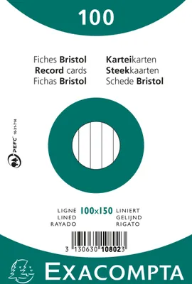 Produktbild von Exacompta 10802X 20x - Karteikarten 100x150 liniert 100St Weiß