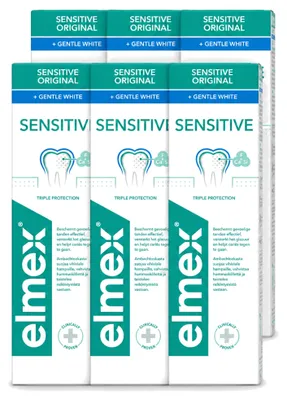 Immagine prodotto di 6 tubetti di dentifricio Elmex Gentle White - Tripla protezione - 75 ml - Confezione  - 6 pezzi