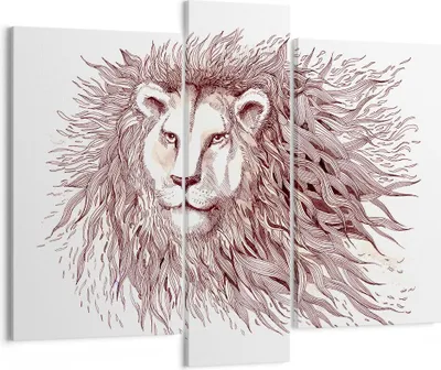 Produktbild von Bild auf Leinwand - Leinwandbild - Löwe König Tierwelt Pelz - 95x80cm - Wand Bild - Wanddeko - Leinwanddruck - Bilder - Kunstdruck - Wanddekoration - Leinwand bilder - Wandkunst - CB95x80-3025
