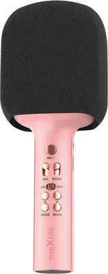 Produktbild von MaxLife Bluetooth-Mikrofon mit Lautsprecher MXBM-600 Rosa Kabellos Lautsprecher mit Microfon 3W Kompatibel mit iPhone, Android, 1200 mAh Akku für Kinder, Erwachsene