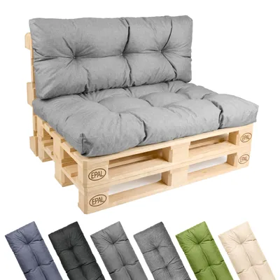 Produktbild von Garronda Palettenkissen Set 2-teilig wasserabweisend UV- & Wasserfest Palettensofa GD-0252 Hellgrau