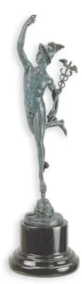 Produktbild von Bronzeskulptur Götterbote Merkur nach Giambologna Replikat Retro Design Dekoration